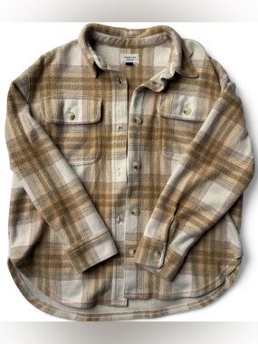 American Eagle Outfitters Beige & Cream Plaid Shacket